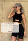 Top yoga mujer marca NOY (not only yoga) modelo HERA sin costuras tono negro black lava 