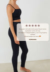 Conjunto yoga mujer marca NOY (not only yoga) modelo GAIA y top SELENE sin costuras con tirantes tono nergo black lava