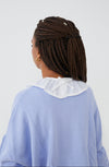 Sudadera con CUELLO independiente NOY (not only yoga) tipo volante modelo Chloë de algodón orgánico blanco atado con lazo en la parte trasera
